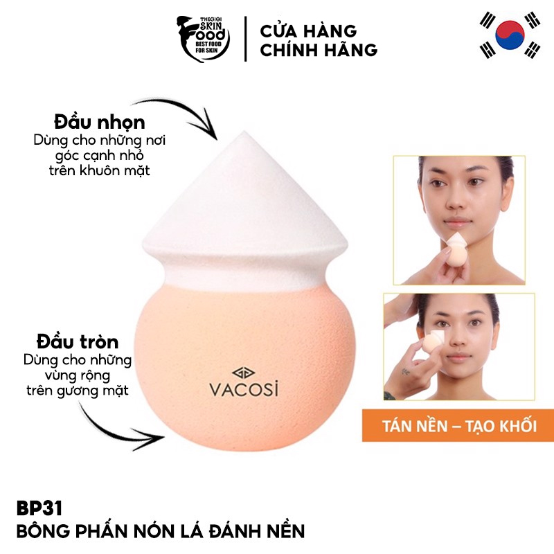 Bông phấn nón lá đánh nền vacosi blender - bp31