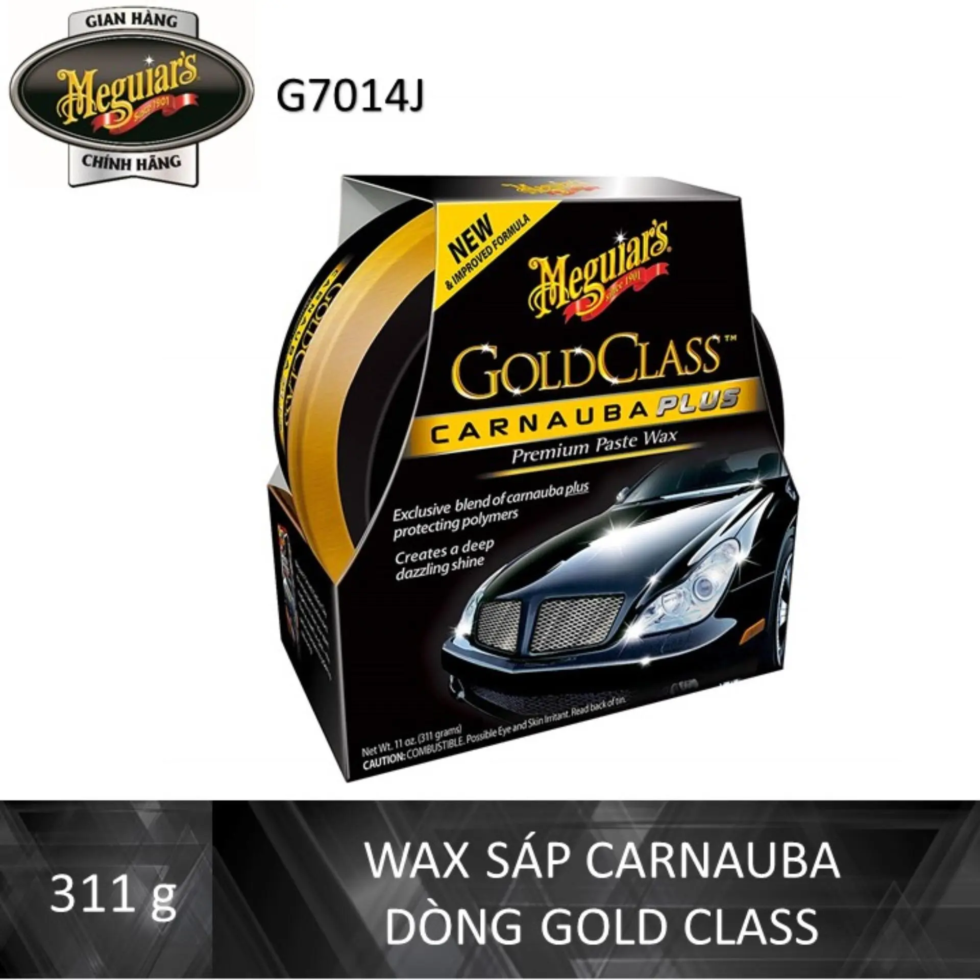 Meguiar's Wax đánh bóng xe dòng Gold Class - Gold Class Carnauba Plus Premium Paste Wax - G7014J, 11 oz, 311g