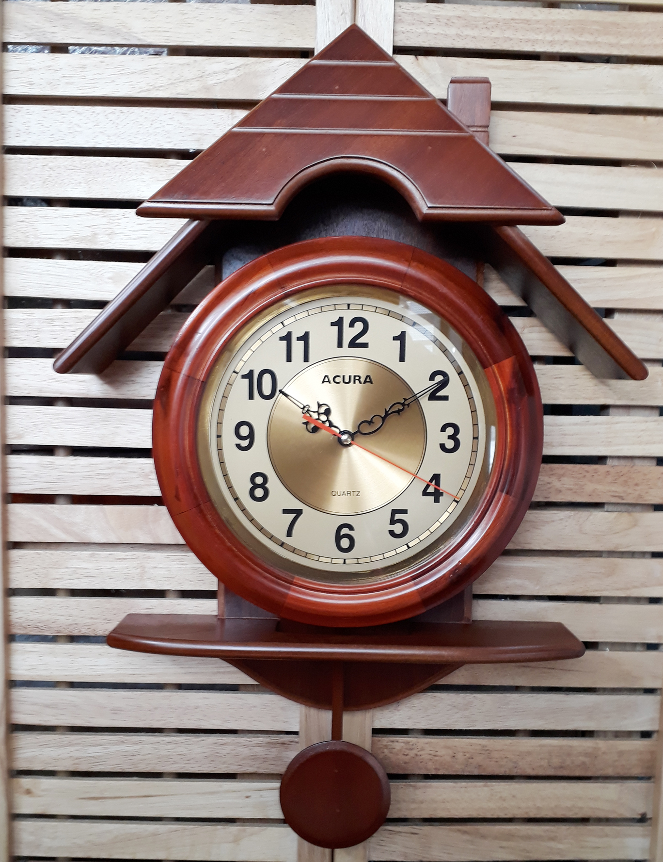 [HCM]Đồng hồ treo tường quả lắc Acura H404 (Không nhạc chuông), đồng hồ treo tường quả lắc hình mái nhà, đồng hồ treo tường hình ngôi nhà