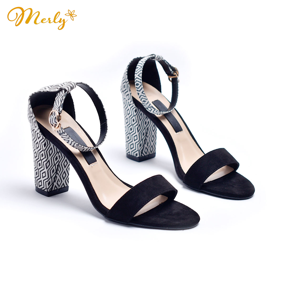 Giày Sandal Cao Gót Microfiber Merly 1134, Sandal Nữ Big Size
