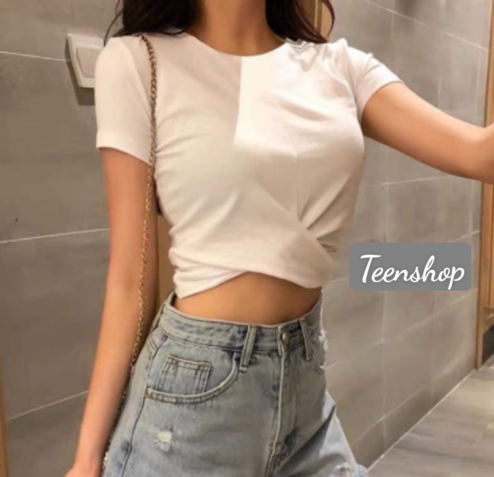 Freeshipmax-áo croptop xoắn bụng cá tính d&n