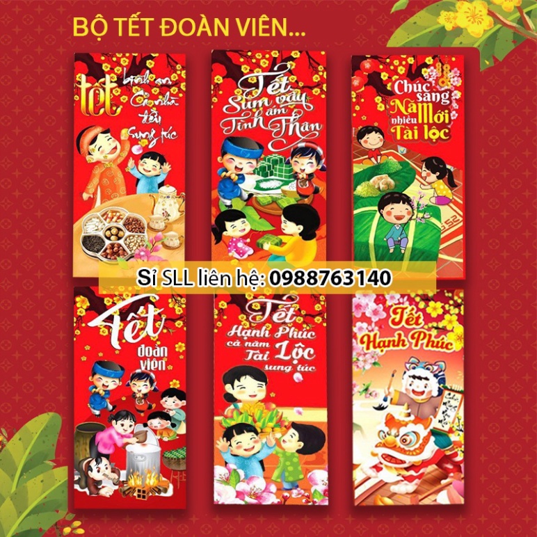 Sỉ 100 lì xì tết đoàn viên chia đều các mẫu tặng túi bóng kính