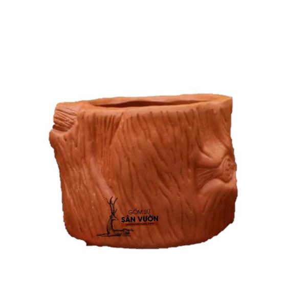 Chậu trồng cây gốm đất nung (terracotta) HÌNH GỐC CÂY ĐỨNG 14x13cm - gốm sứ sân vườn Bình Dương chất lượng cao