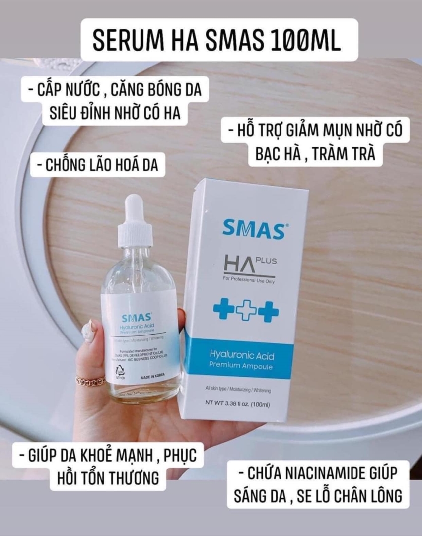Serum HA Smas cấp ẩm căng bóng da 100ml