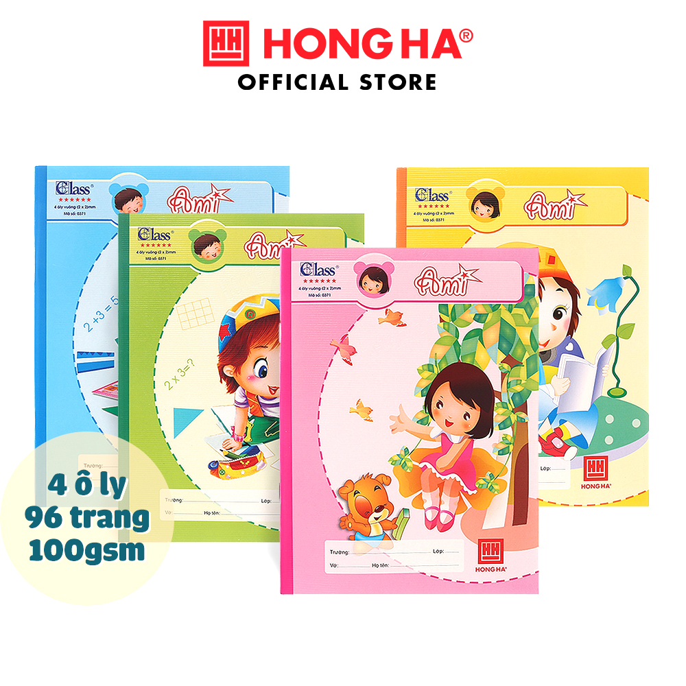 10 quyển vở 4 ô ly 96 trang hồng hà class ami 0371
