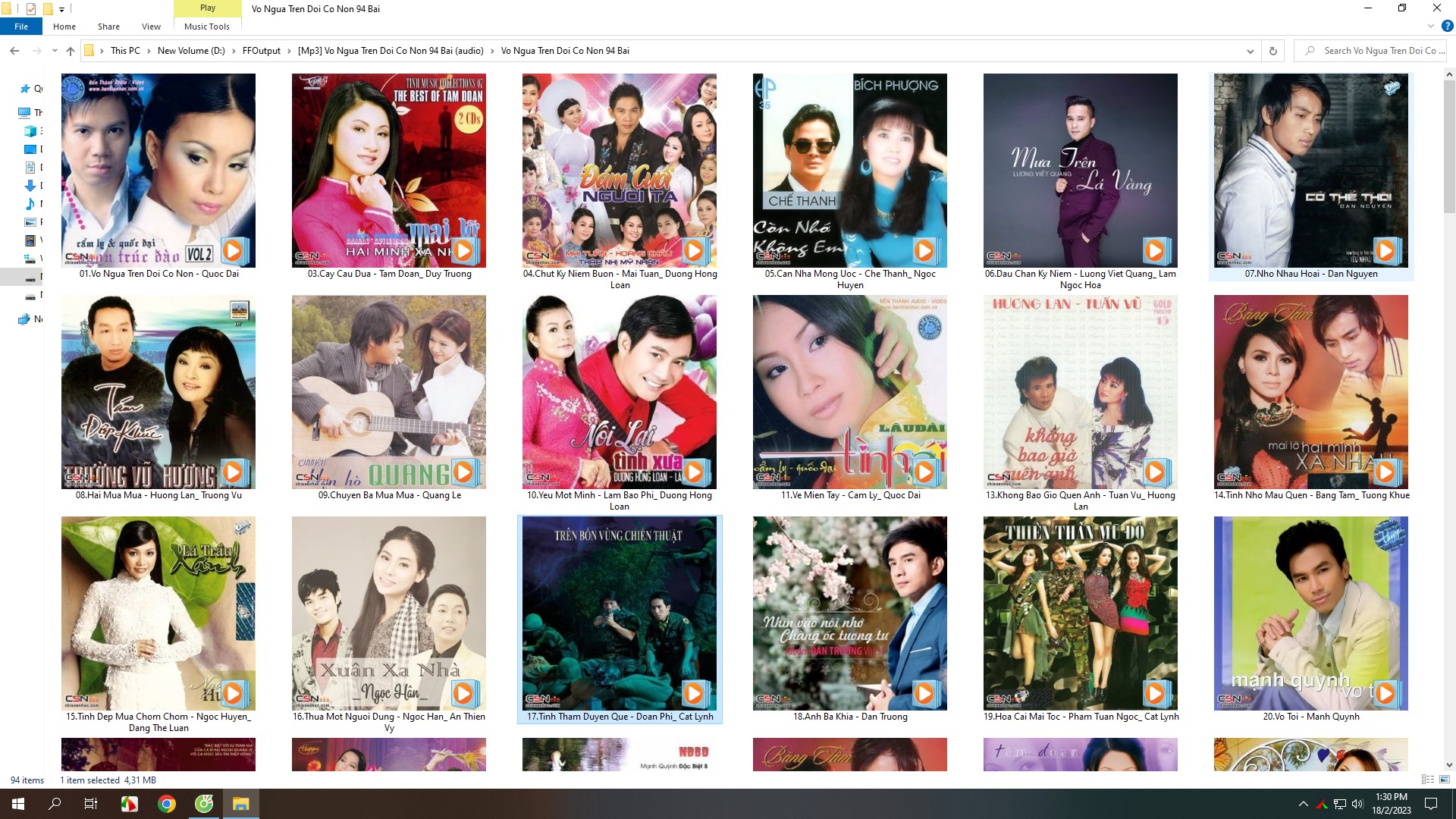 MP3-CD Dân Ca trữ tình 94 Bài Hát ( Hát trên xe ô tô hay đầu Đĩa gia đình có hỗ trợ MP3 )