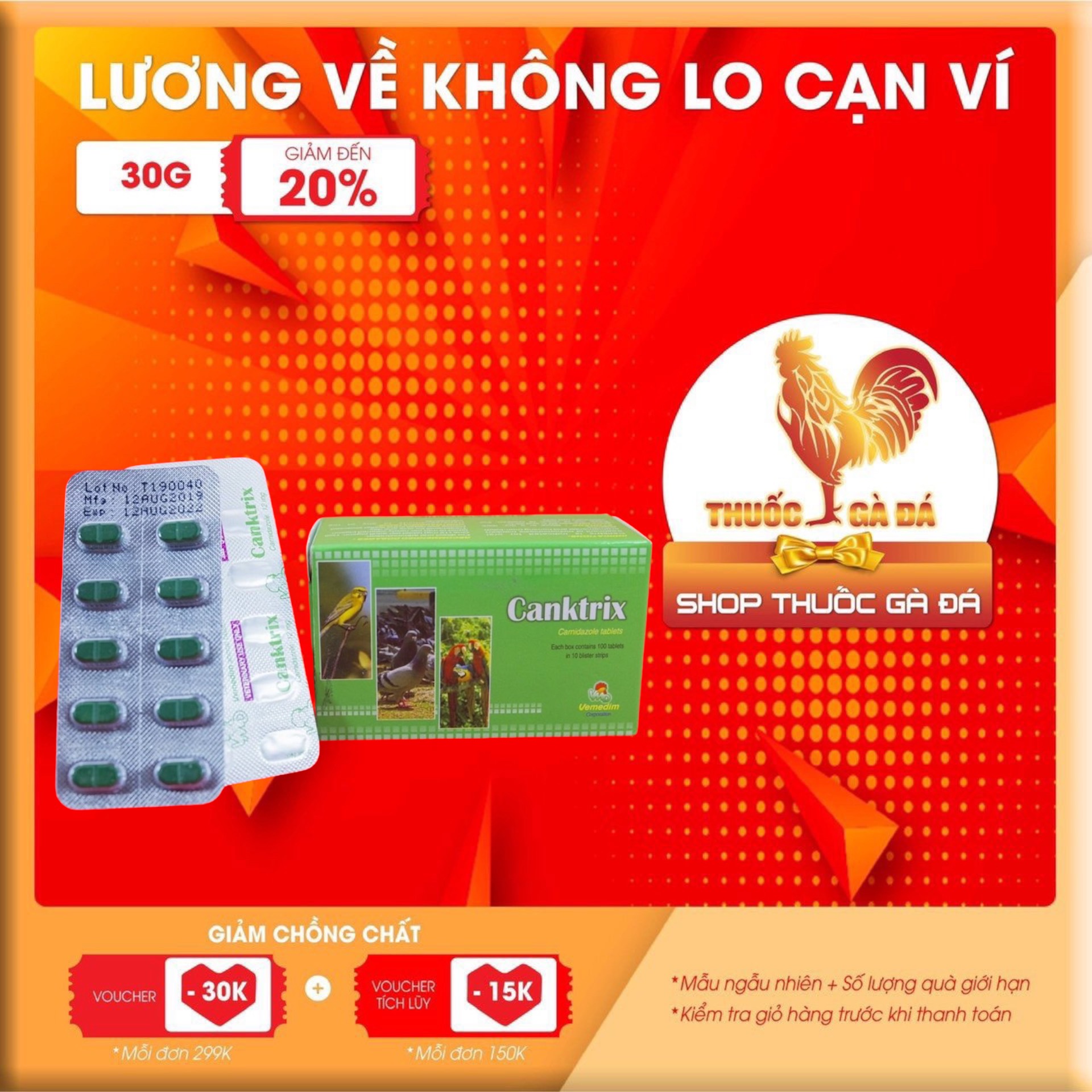 CANKTRIX NẤM, ĐẸN HỌNG CHO GÀ ĐÁ 10 VIÊN