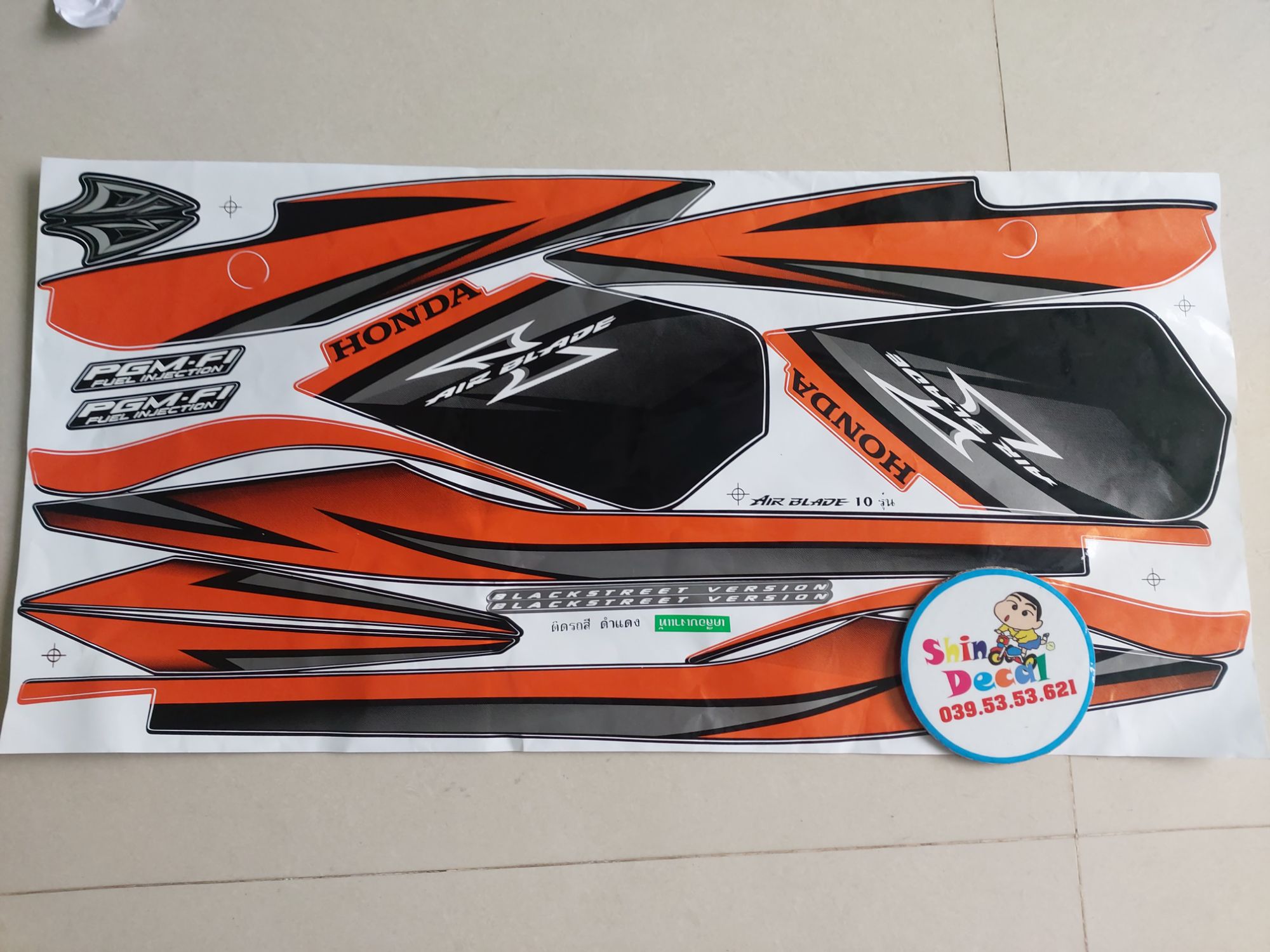 Tem lụa airblade thái 2011 cam đen