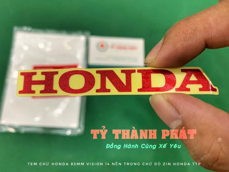 Tem chử Honda 85mm Vision 14 nền trong chử Đỏ zin honda
