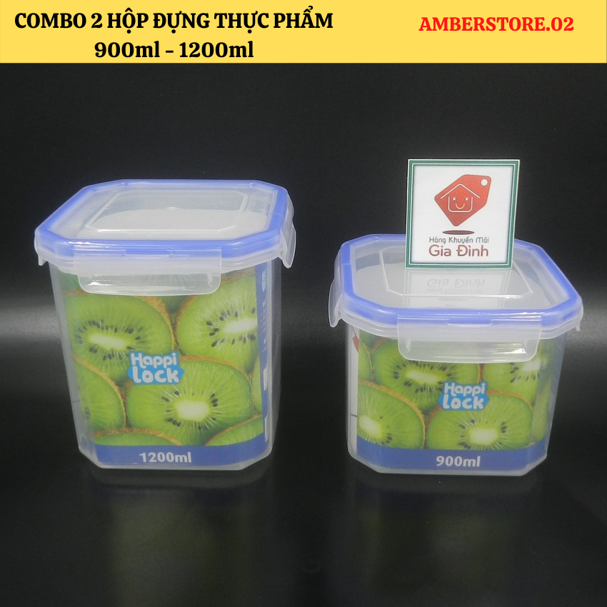 [HCM] COMBO 2 Hộp Đựng Thực Phẩm Happi Lock 900ml - 1200ml