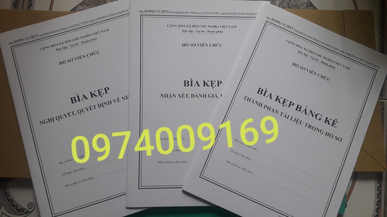 2 bộ bìa kẹp hồ sơ viên chức theo thông tư 07/2019