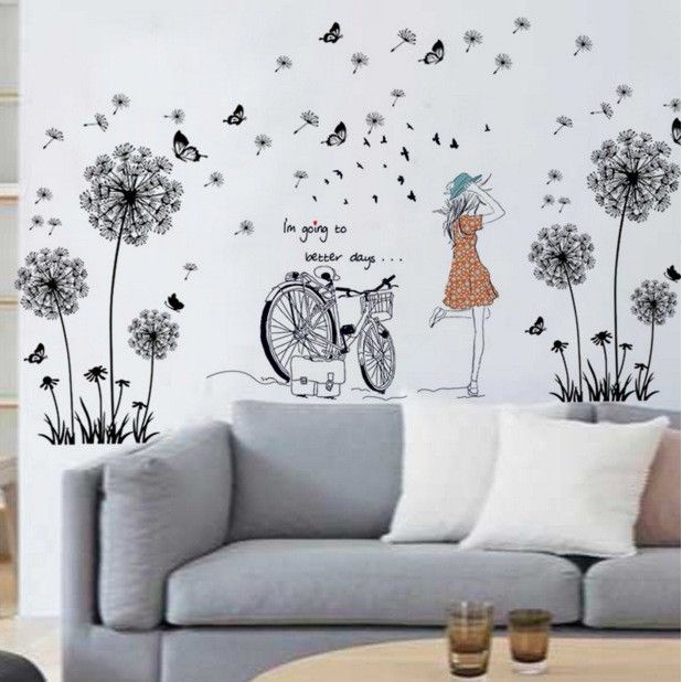 (Size Lớn ) Decal dán tường CÔ GÁI VÀ BỒ CÔNG ANH