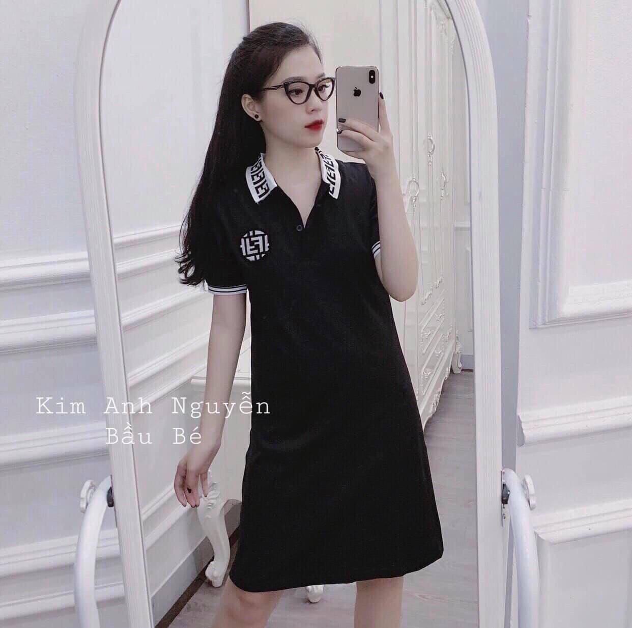 Đầm suông cổ bẻ chất coton -QH