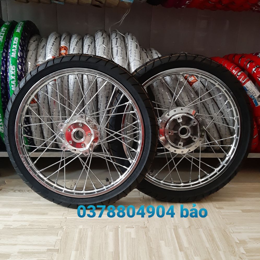 Bánh căm EXCITER 150 căm đùm mạ crom niềng sắt union  full vỏ ruột BLAZETECH như hình gắn như zin