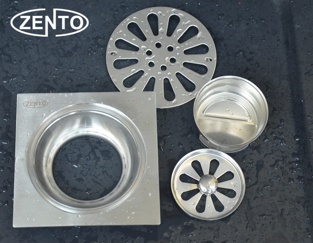 Phễu thoát sàn inox Zento TS122-L (12x12cm)(Xám)
