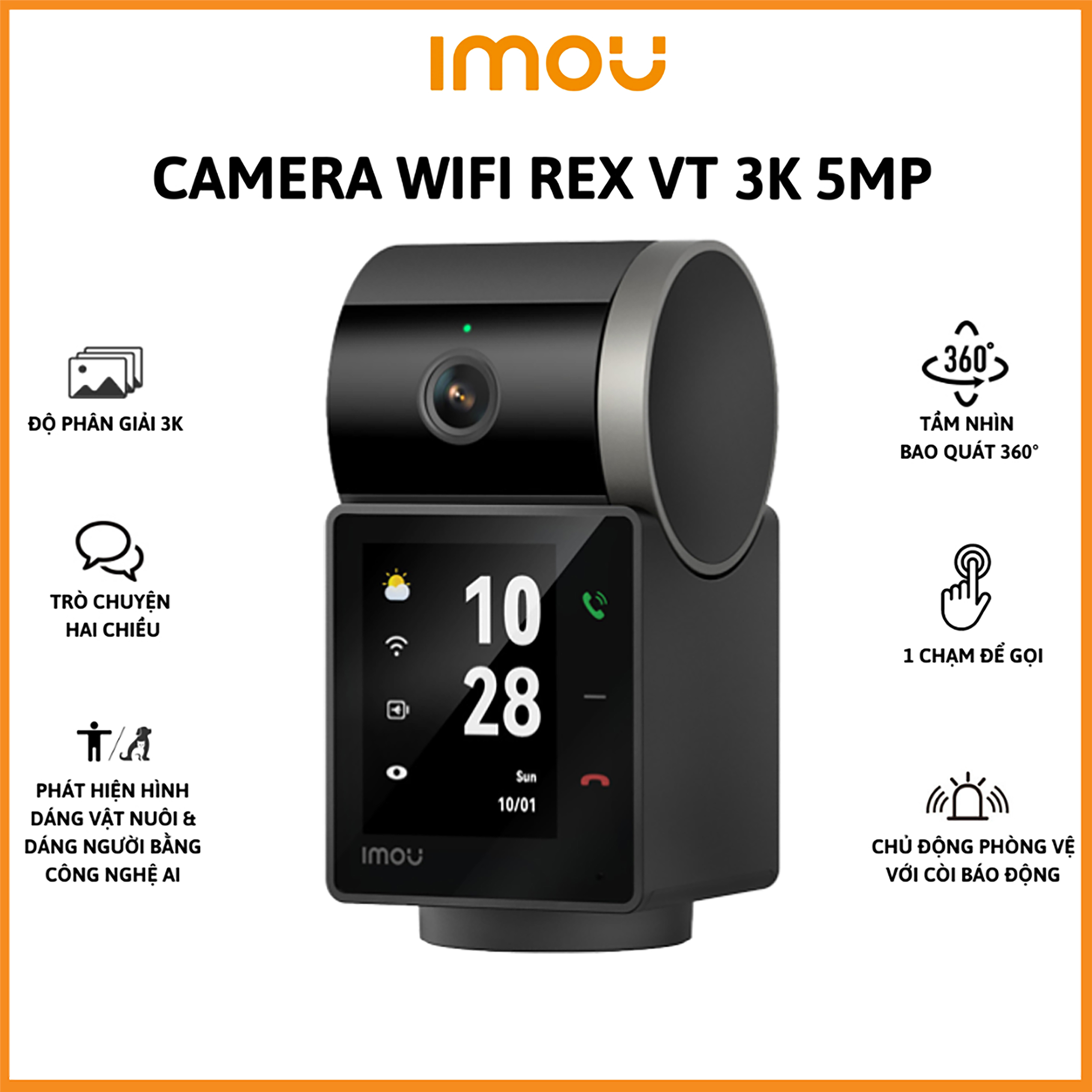 Camera IMOU Gọi video 2 chiều REX VT 3K Độ Phân Giải 5M  Phát hiện chuyển động Camera Wifi