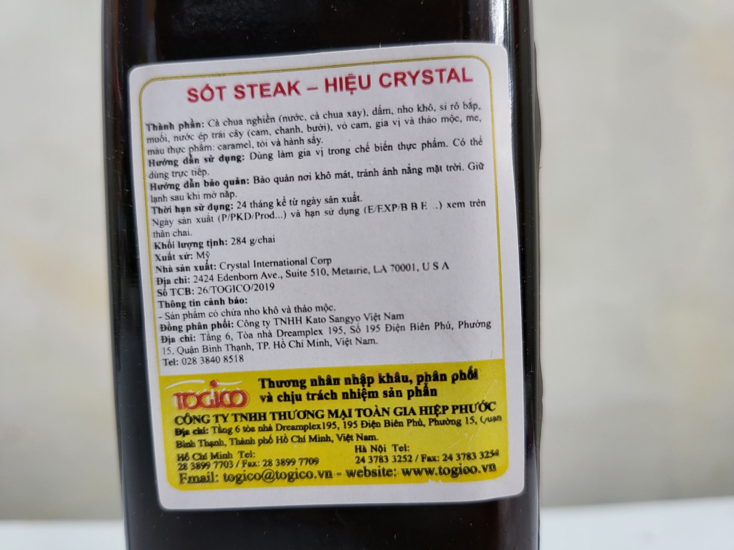 [Chai 284g] XỐT BÍT TẾT [USA] CRYSTAL Steak Sauce (tgc-hk)