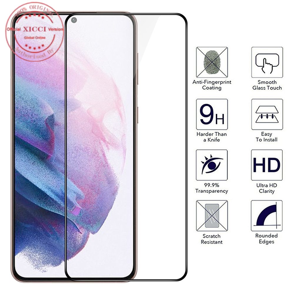 XICCI Tempered Glass for Samsung S21/S30/S21 Plus/S30 Plus/S21 Ultra/S30 Ultra Full Cover Screen Protector Anti-Explosion 9H Complete Covering Full Glue Glass Protective Film
