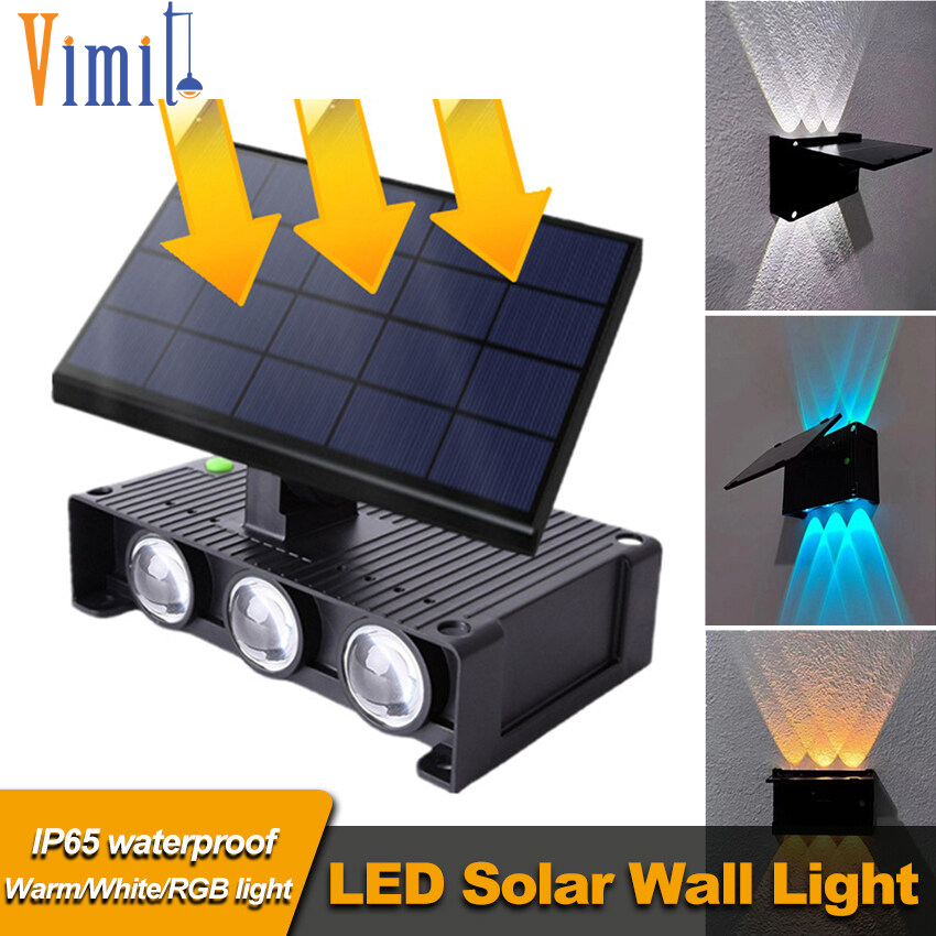 Vimite 4/6LED Solar Wall Light Outdoor Waterproof Automatic Sensor Spotlight Garden decorative Lamp for House Balcony Courtyard Villa Landscape Lighting