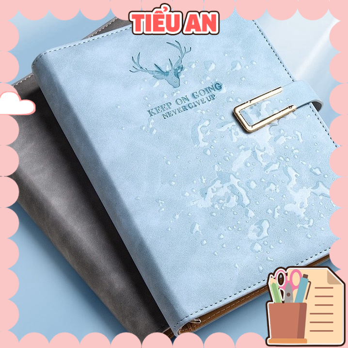 Sổ tay A5/B5 bìa da cao cấp (Nút đóng cách điệu) - 60 tờ (120 trang) - Keep On Going