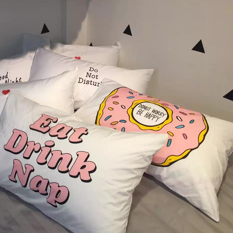 Sáng Tạo 100% Cotton Vỏ Gối 3D Bánh Donut Vải Dệt Bằng Tơ 100% Cotton Vỏ Gối Một Cặp Có Thể Gồm Lõi Cá Tính Thủy Triều