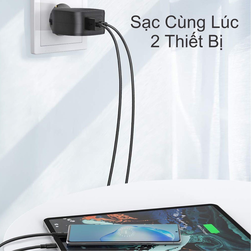 Củ sạc nhanh RAVPower RP-PC144 2 cổng 30w ( 1 type C; 1 type A) hỗ trợ PD/PPS