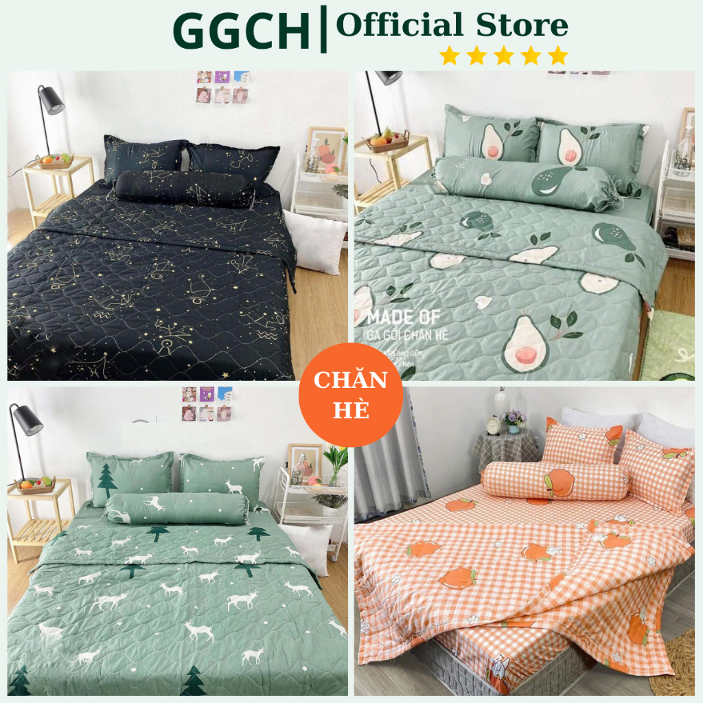 Sét 5 món chăn hè m4 m6/m8 - chăn hè ga vỏ gối mẫu đẹp 2023