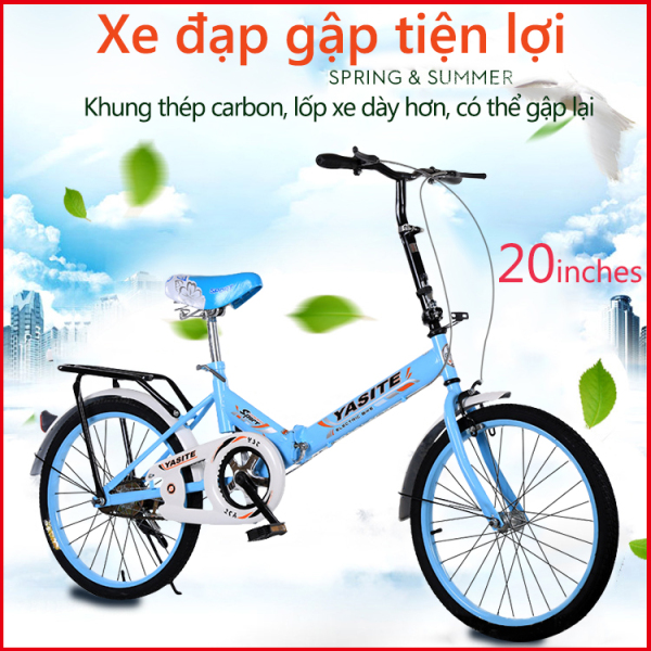 Xe đạp 20 inch có thể gấp gọn 2 màu xanh lam xanh lá xe đạp cho thanh niển, người già camry