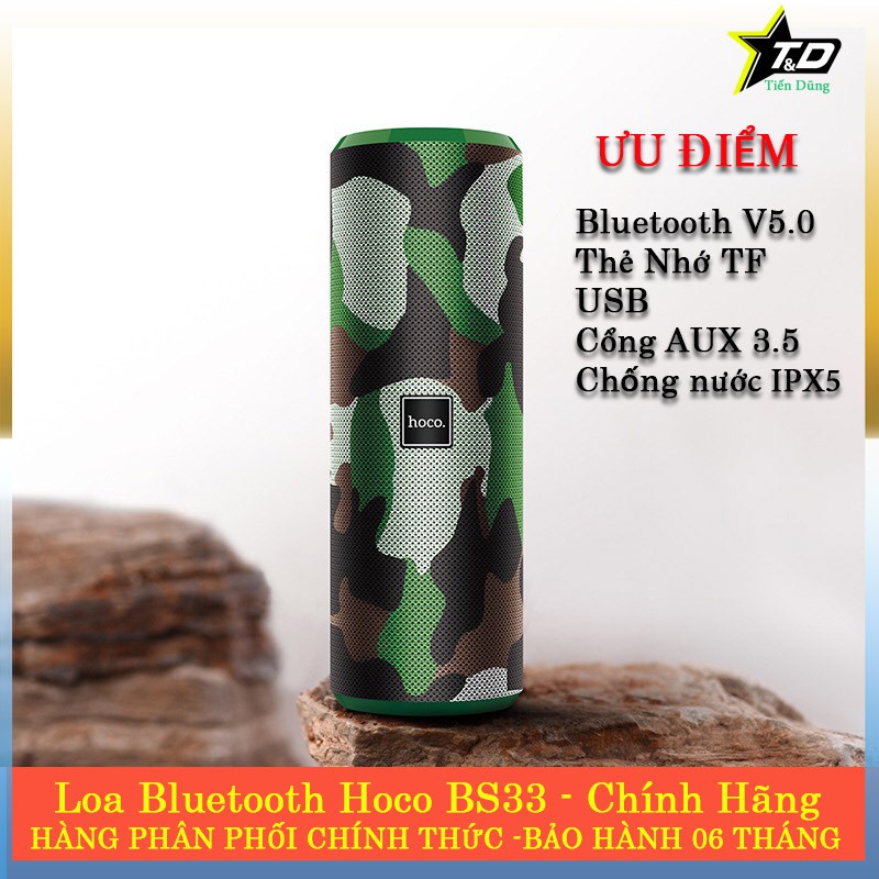Loa bluetooth hoco bs33 chống nước IPX5 chạy thẻ nhớ USB bluetooth V5.0 hỗ