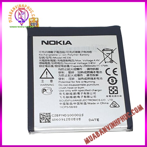Pin nokia 5 / he336,dung lượng 2900mah / bảo hành 12 tháng - mbvp.com