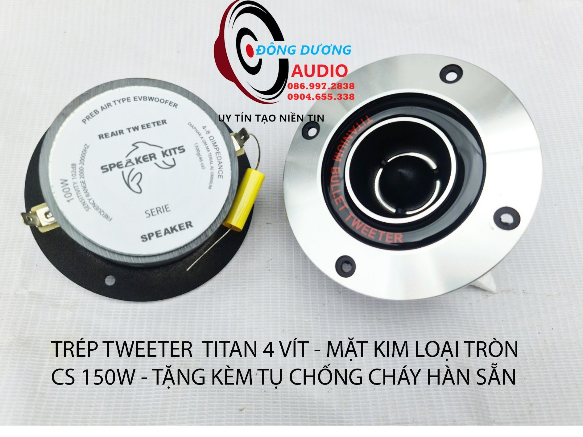 Loa treble 10cm màng titan - giá 1 chiếc - loa tweeter - củ treble rời - mặt trắng tròn
