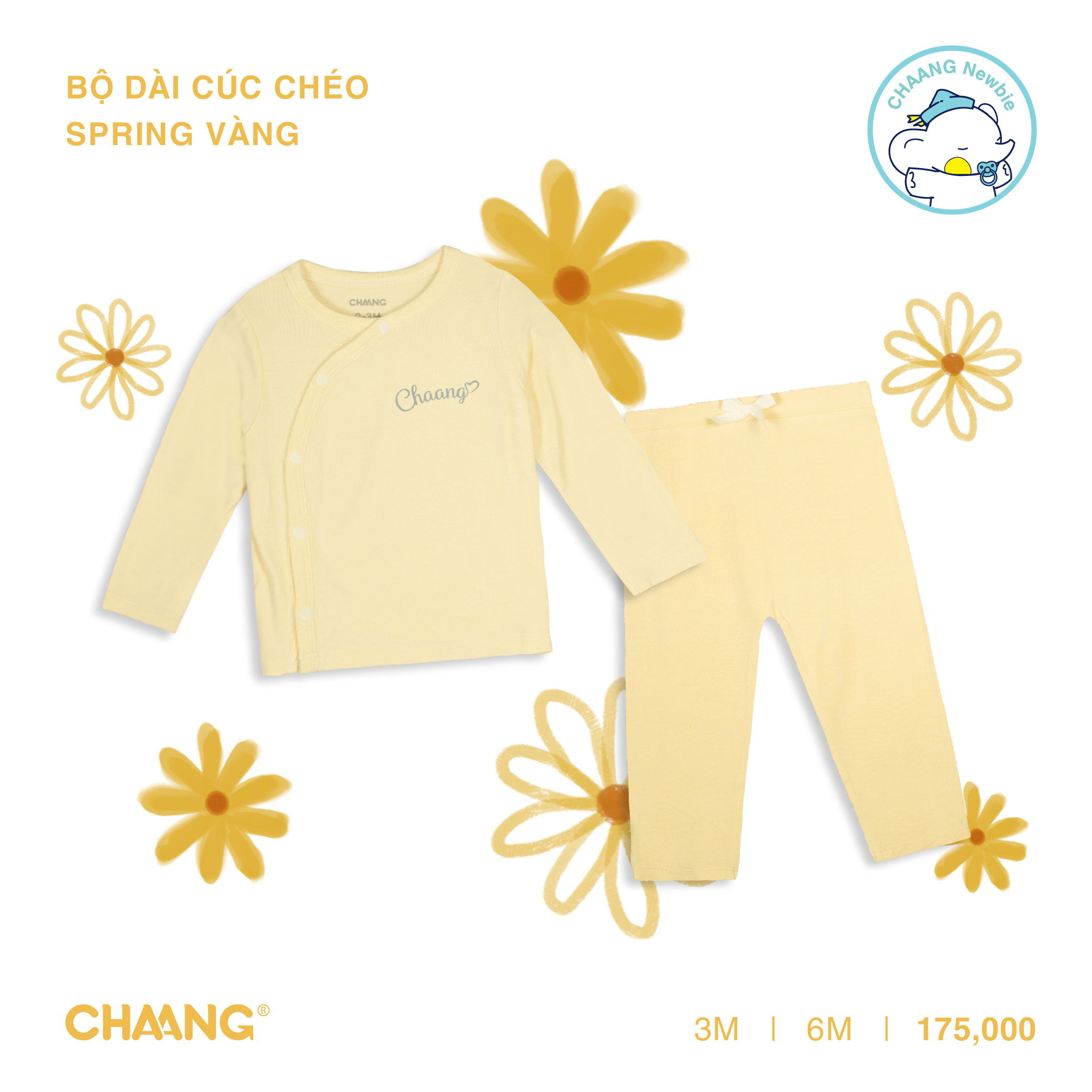Bộ quần áo dài tay cúc chéo cho bé sơ sinh Spring CHAANG