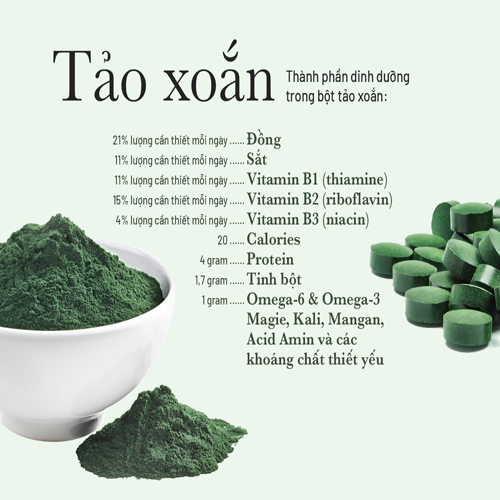 Bột Tảo Xoắn Spirulina 100g Cao Cấp - Thảo Dược Tấn Phát