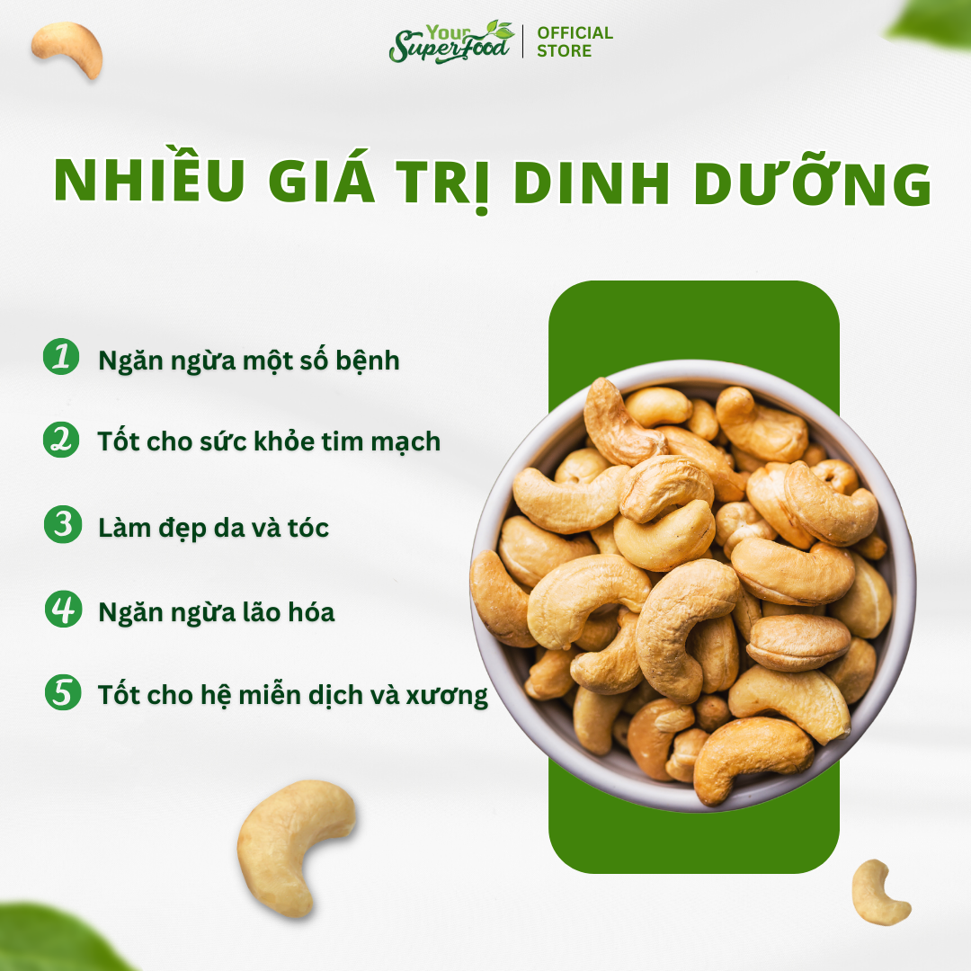 Hạt Điều Rang Củi Túi 90g (Vỏ lụa) Your Superfood