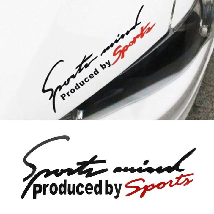 Tem dán Sport mind trang trí nắp capo ô tô Mầu Đen Đỏ