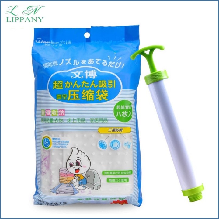 Set 8 vacuum bag đựng clothing blankets gift with pump