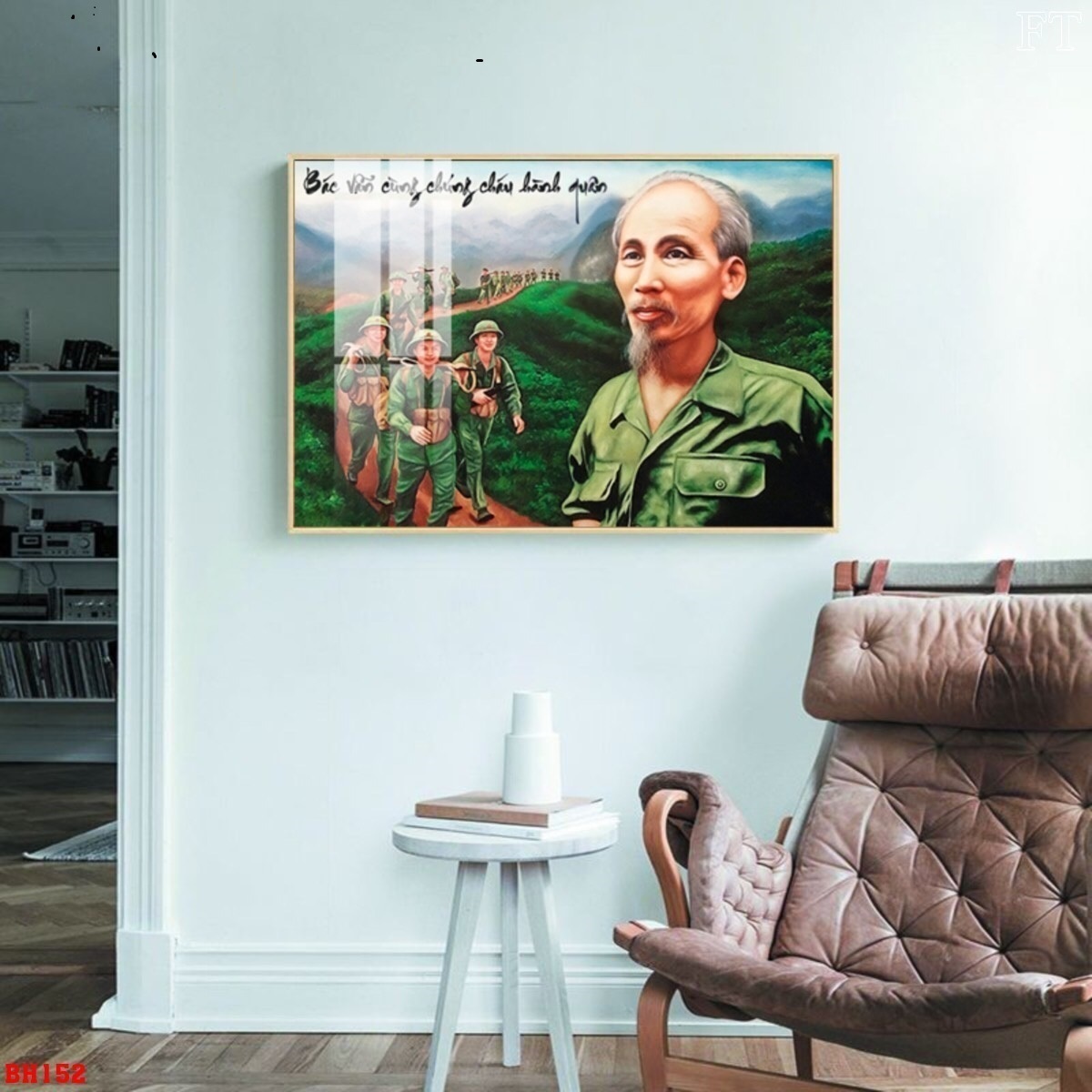 Tranh bác hồ bác giáp sẵn treo 60x90cm/tranh tráng gương/tranh treo tường