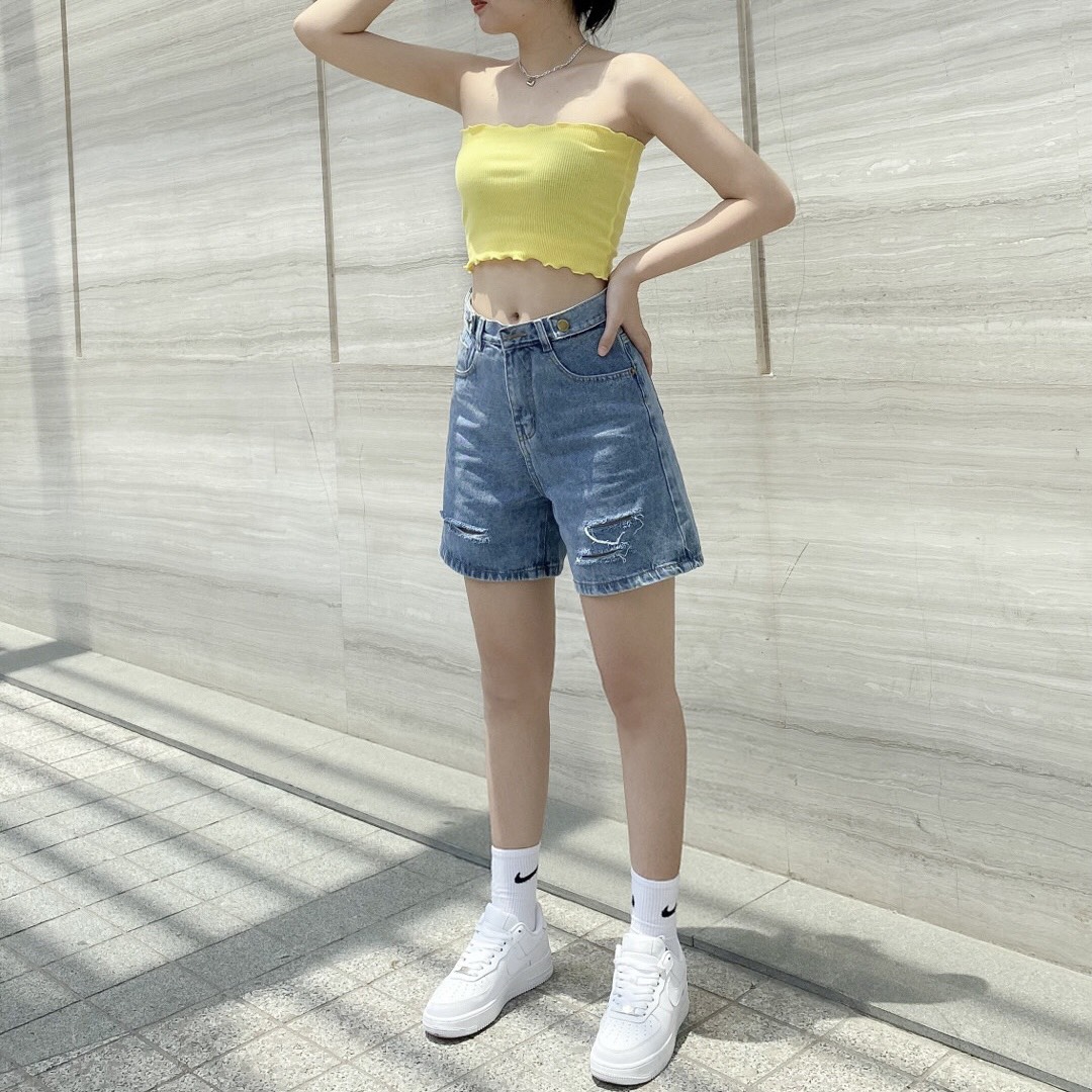 Quần Sọt Jeans Lửng Lưng Cao Chuẩn Form ULZZANG