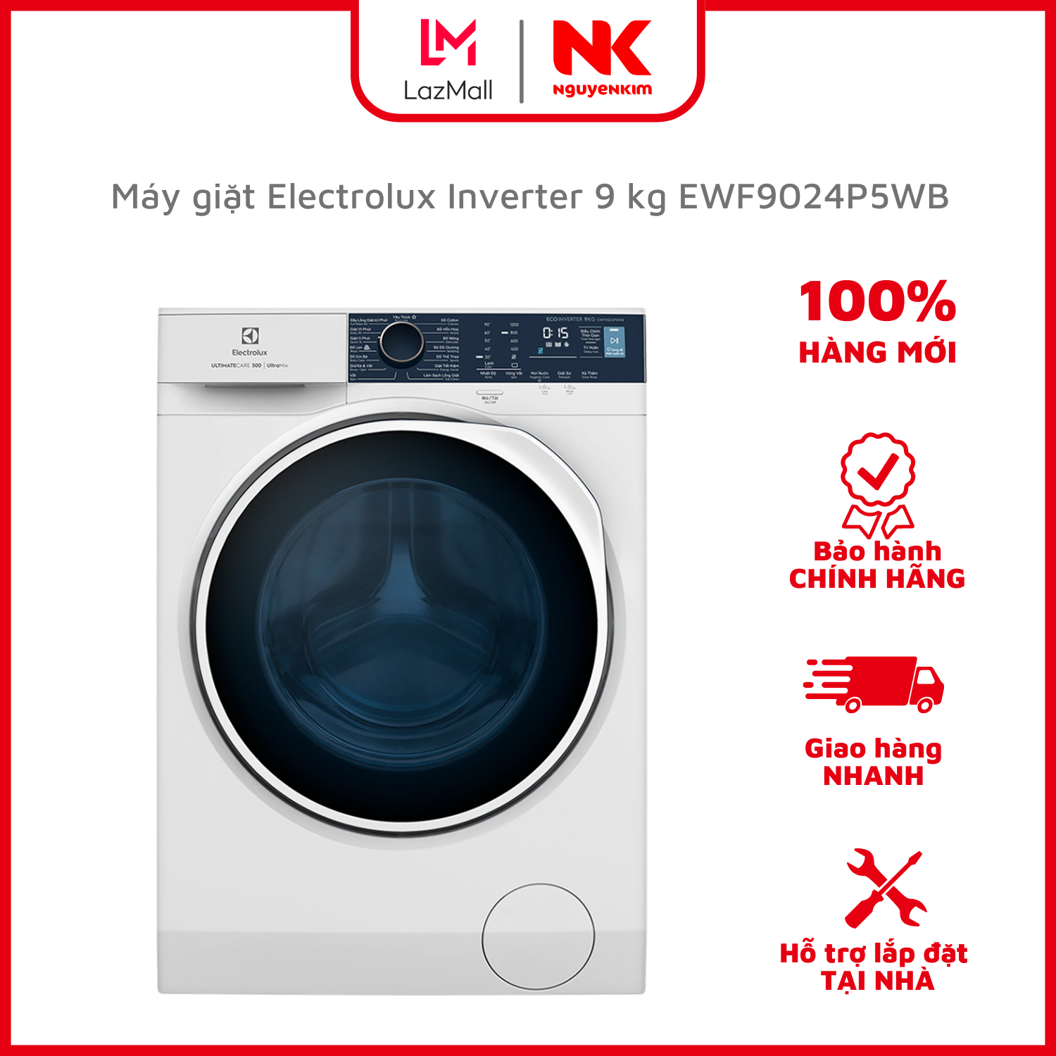Máy giặt electrolux inverter 9 kg ewf9024p5wb