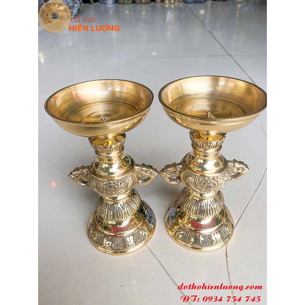 Brass Candle Holder with Handle 15cm High for Worship