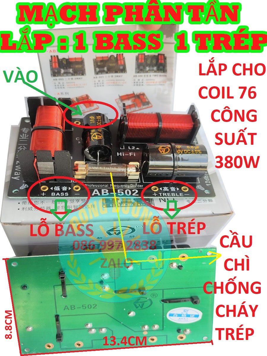 MẠCH PHÂN TẦN 2 LOA AB502 - PHÂN TẦN FULL ĐƠN - MẠCH PHÂN TẦNG
