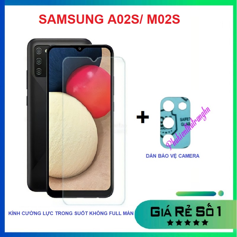 Samsung A02S/ M02S - COMBO Kính cường lực trong suốt không full màn + dán bảo vệ camera chống trầy xước, bụi bẩn