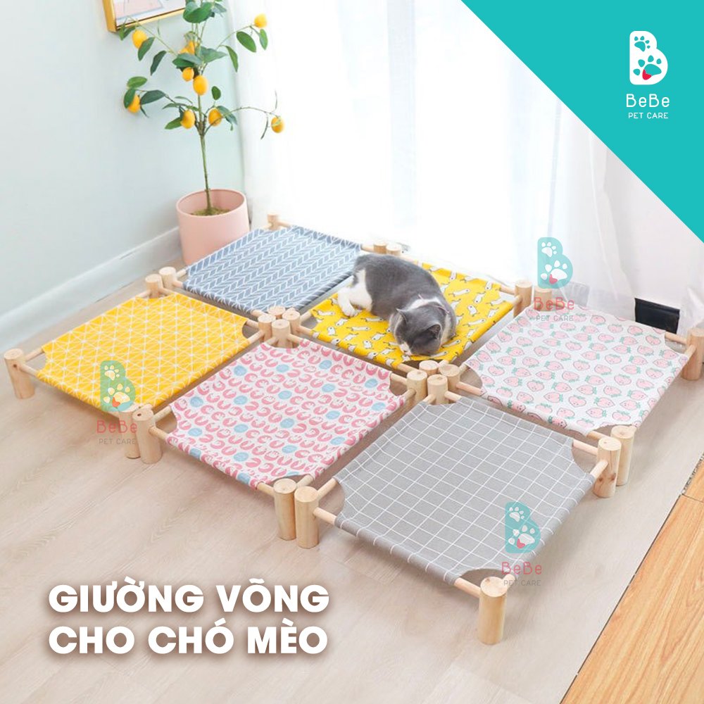 Giường Võng Chân Gỗ Độc Đáo Cho Thú Cưng