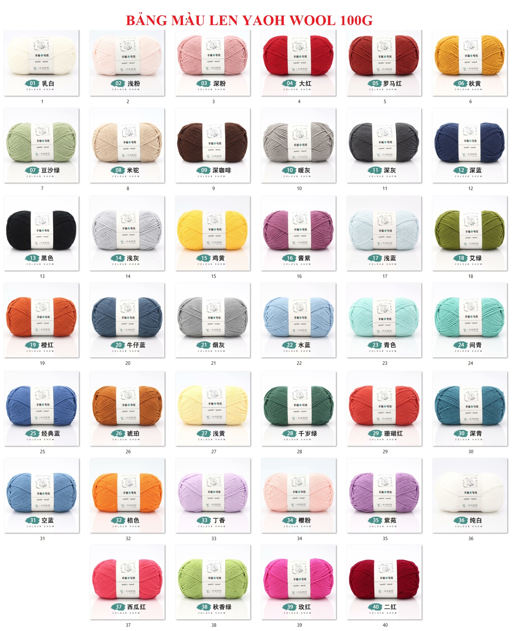 Len Yaoh Wool 100g - Sợi 3mm móc khăn, áo
