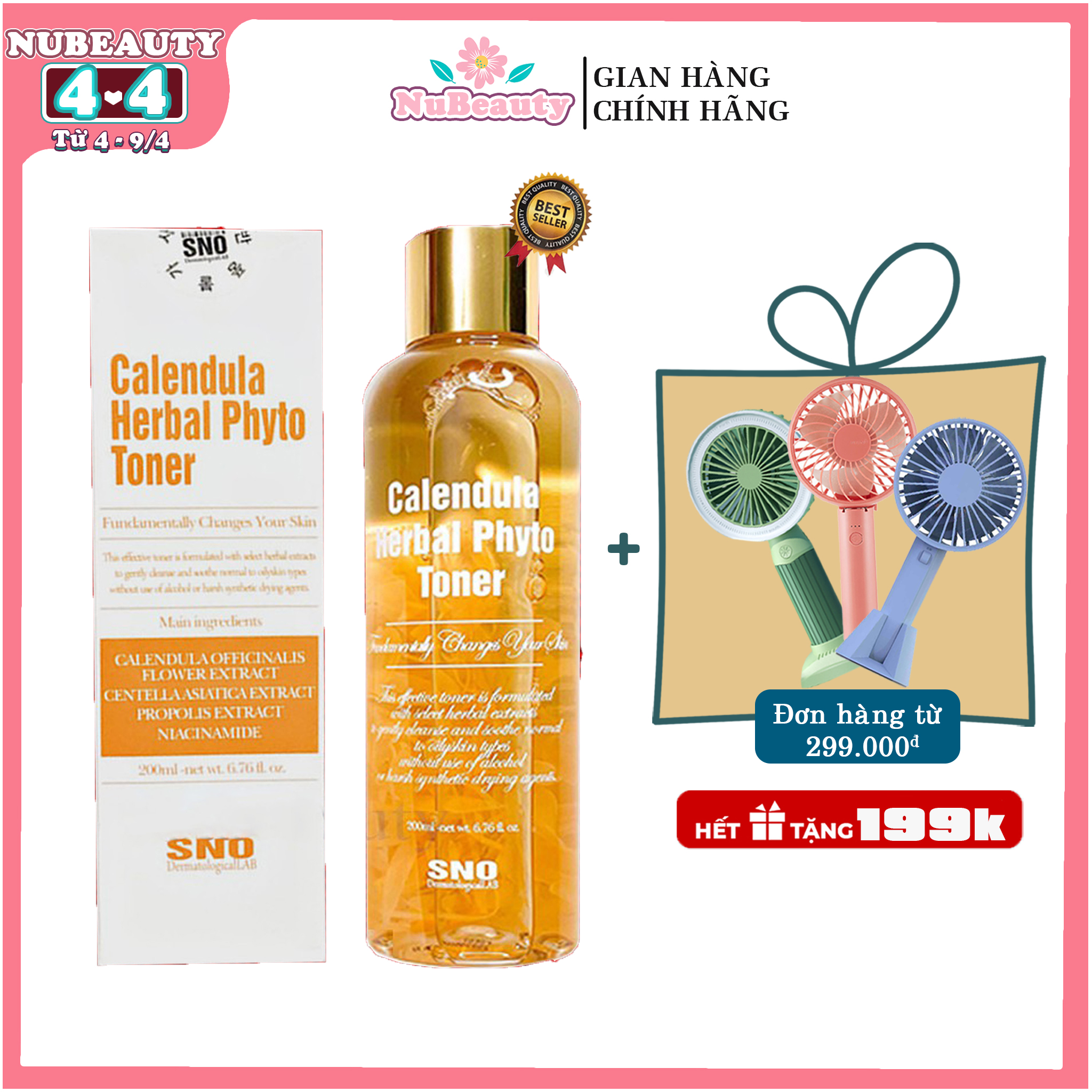 "chính hãng" toner hoa cúc sno calendula herbal phyto toner 200ml