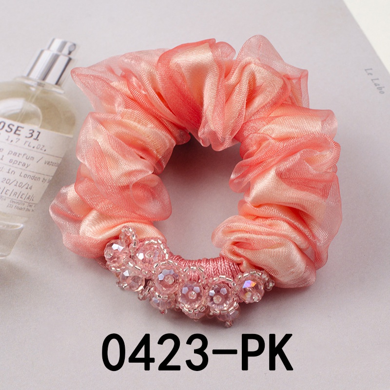 Korean Silk Yarn Rhinestones Head Flower Hair Accessories Fashion Ball Hair Ring - MixASale Korean Silk Yarn Rhinestones Head Flower Hair Accessories Fashion Ball Hair Ring - MixASale