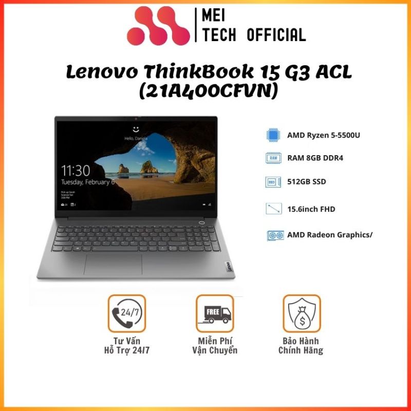 Bảng giá [Freeship] Laptop Lenovo ThinkBook 15 G3 ACL (21A400CFVN)/ Xám/ AMD Ryzen 5-5500U (2.1Ghz, 11MB)/ RAM 8GB/ 512GB SSD/ AMD Radeon Graphics/ 15.6inch FHD/ 3Cell/ Win 11/ 2Yrs - MEI28 -Bảo hành 24 tháng Phong Vũ