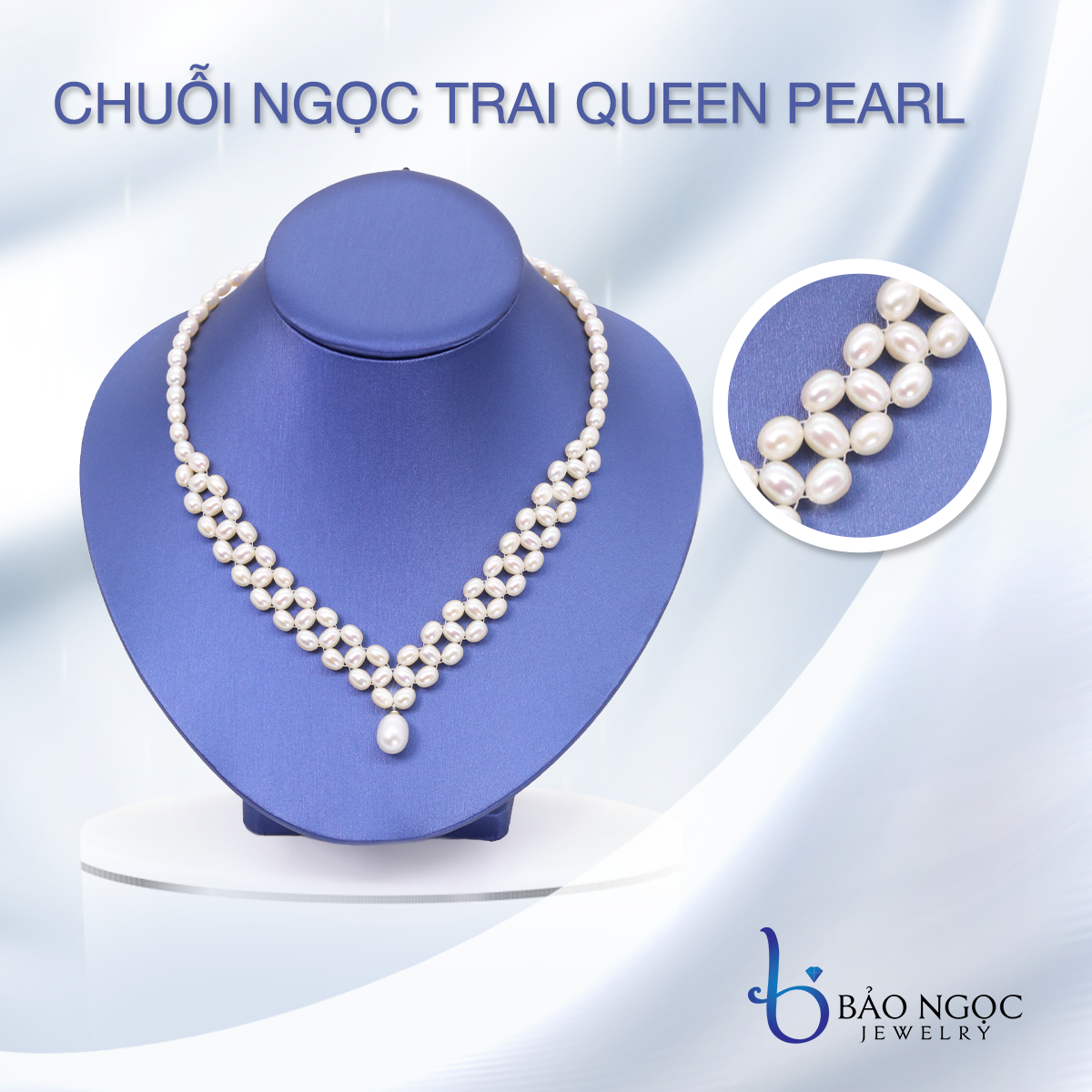Vòng Ngọc Trai Thật Cao Cấp, Vòng Cổ Ngọc Trai Nước Ngọt Thời Trang Quý Phái Queen Pearl - DB2120 - Bảo ngọc jewelry