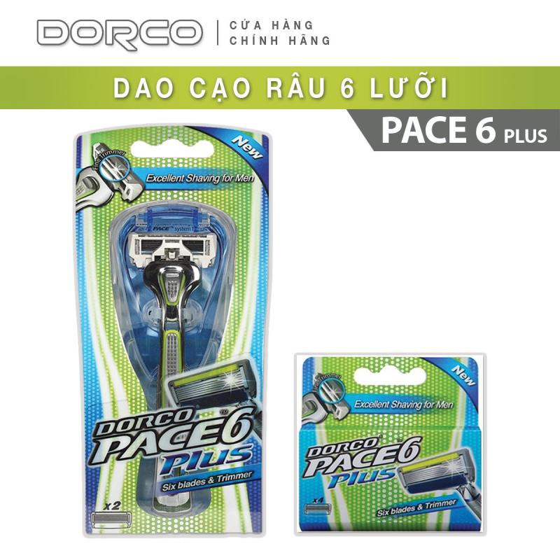 Bộ Dao cạo và Vỉ 04 đầu cạo râu 6 lưỡi DORCO PACE 6 Plus