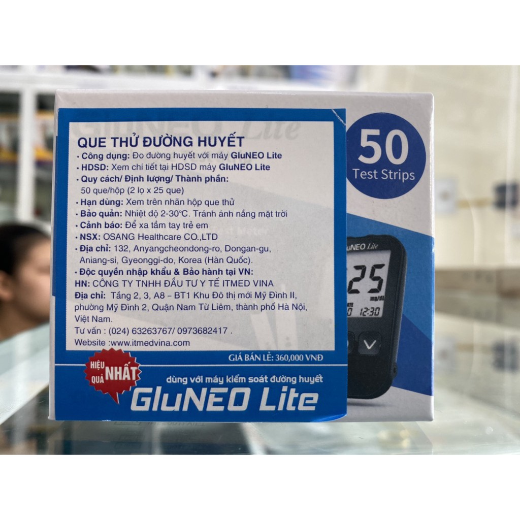 Que Thử Đường Huyết GluNEO Lite Hộp 25 Que,50 Que